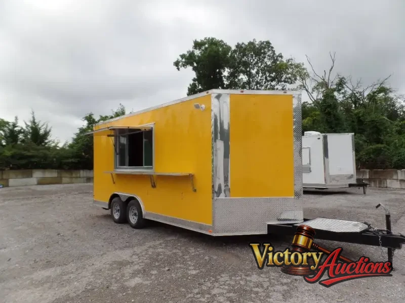 8.5' x 17' Yellow Concession Food Trailer photo 3